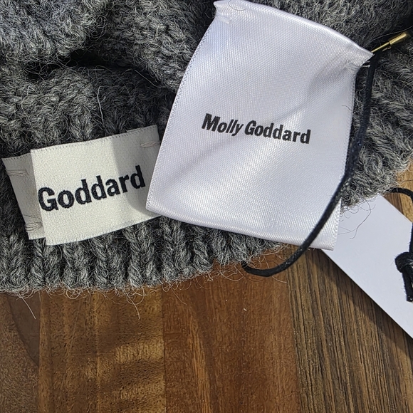 Molly Goddard Mallory Lambswool Lace Hole Beanie Hat Grey Winter Cap NWT main image 6